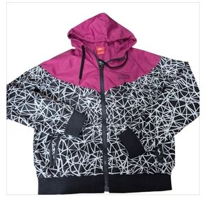 Girls Nike Mesh Lined Hooded Windbreaker Size Small